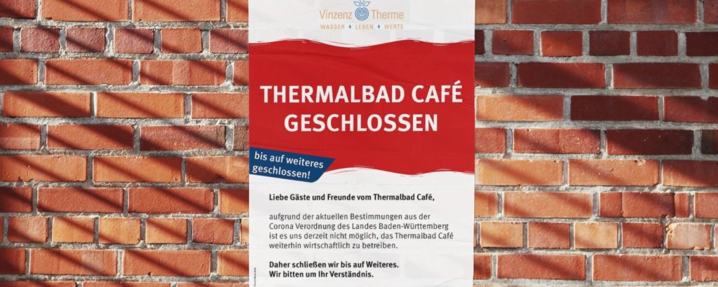 Vorübergehende Schließung Thermalbad Café Vinzenz Therme